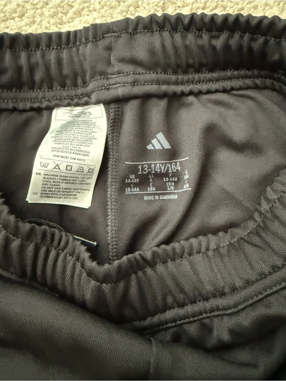 adidas Kids Black & Red Track Pants with White Stripes - Picture 4 of 4